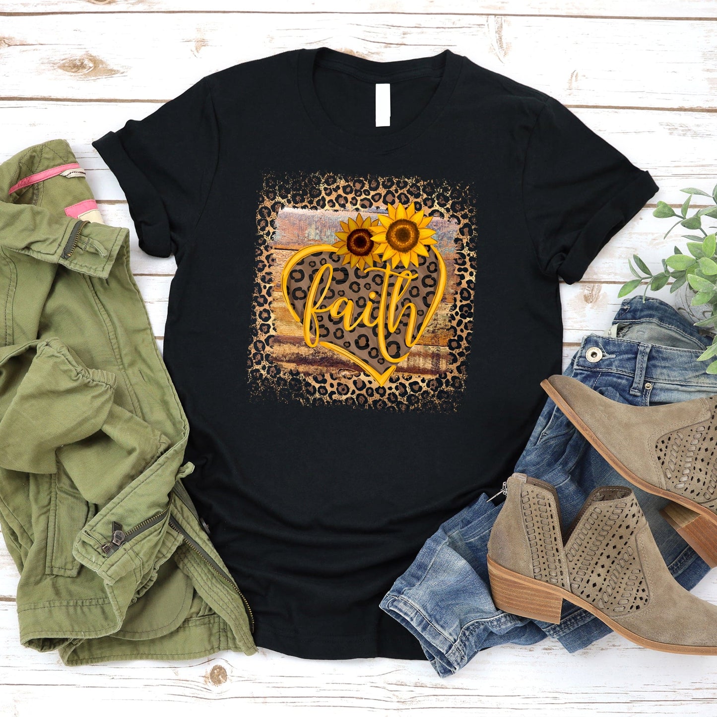 Faith Leopard Sunflower Tee