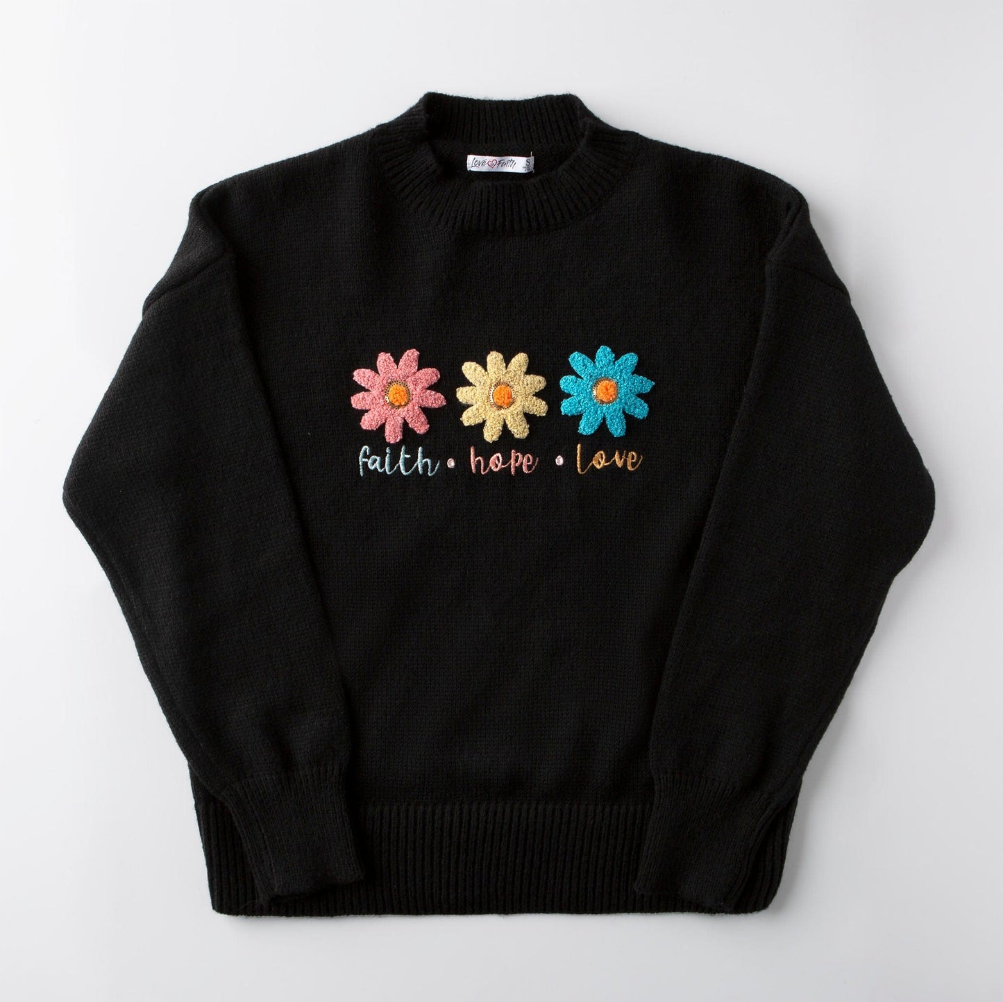 Faith Hope Love Embellished Sweater