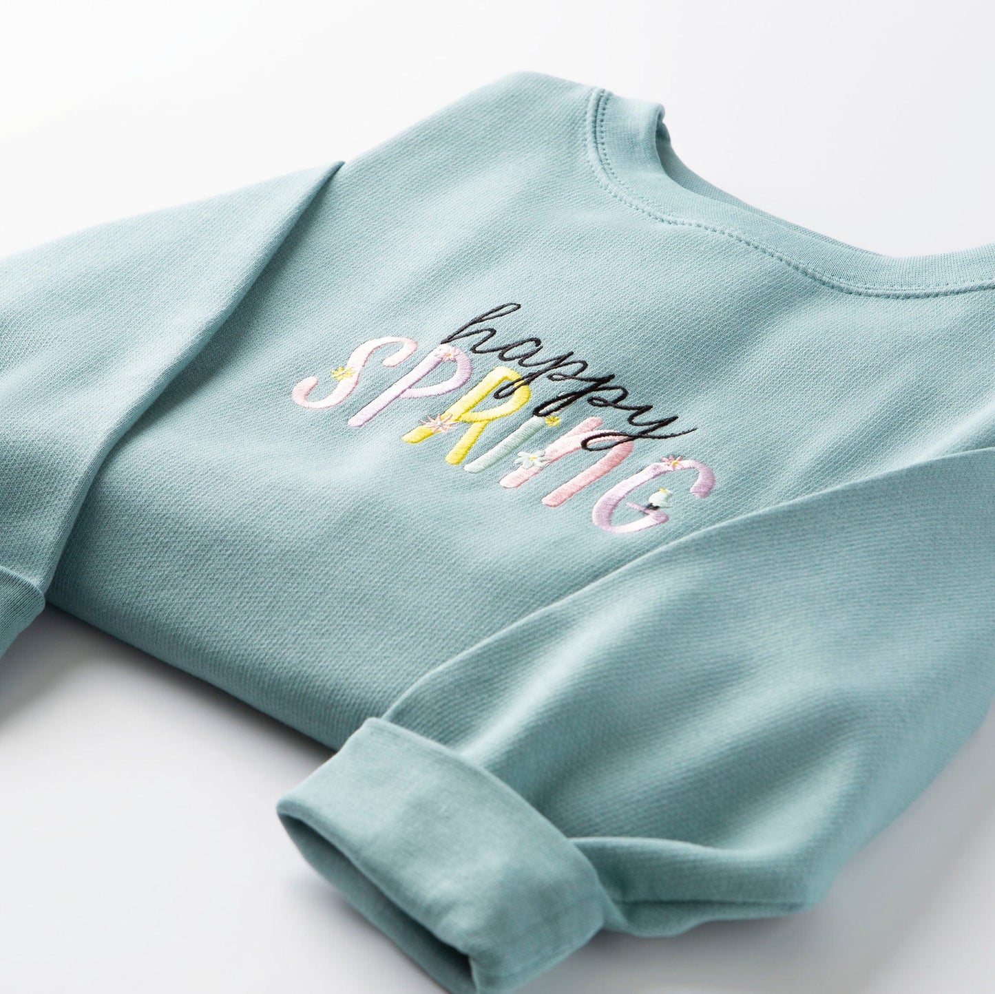 Embroidered Happy Spring Sweatshirt