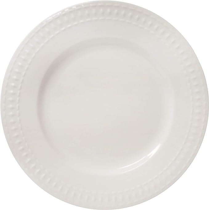 Embossed White Porcelain Round Dinnerware - 12 Piece Dinnerware Set