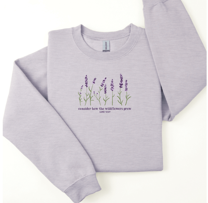 Embroidered Consider the Wildflowers Sweatshirt