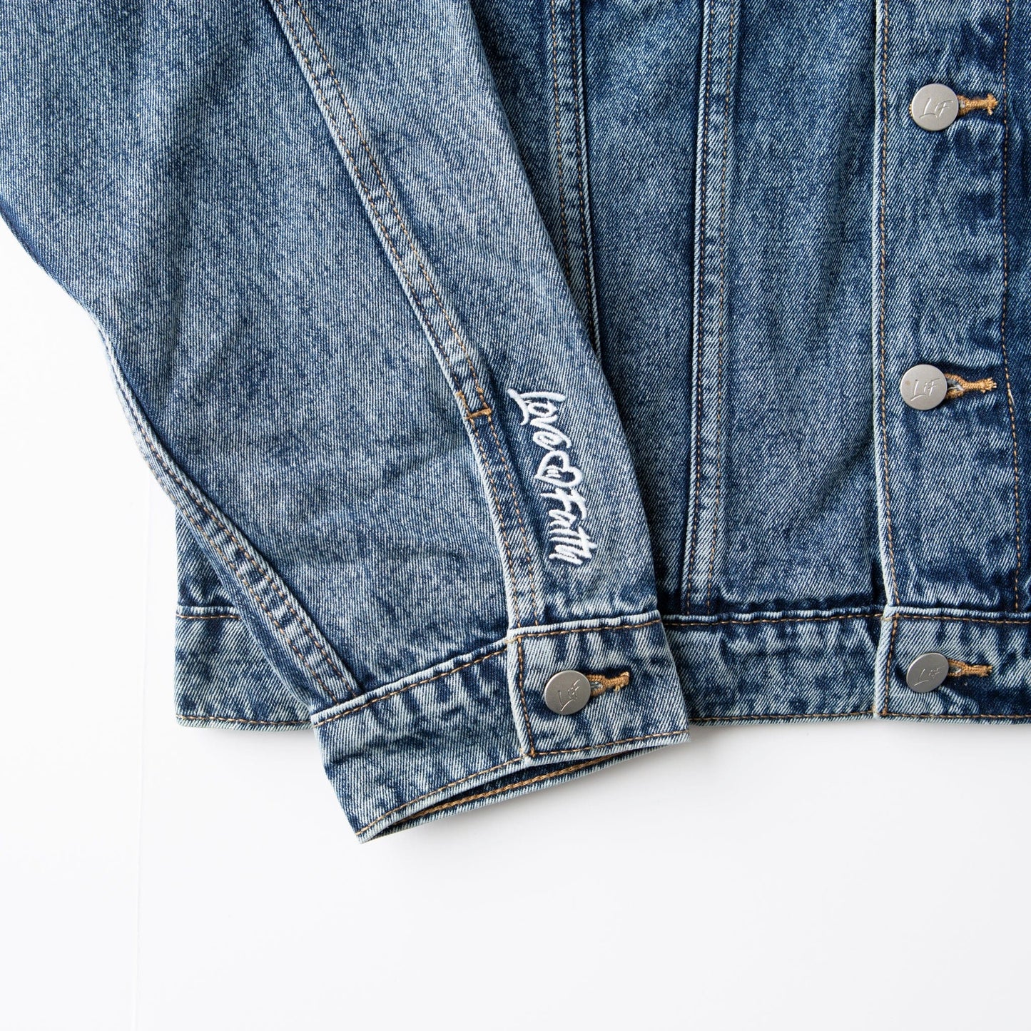 Vintage Washed Faith Over Fear Denim Jacket