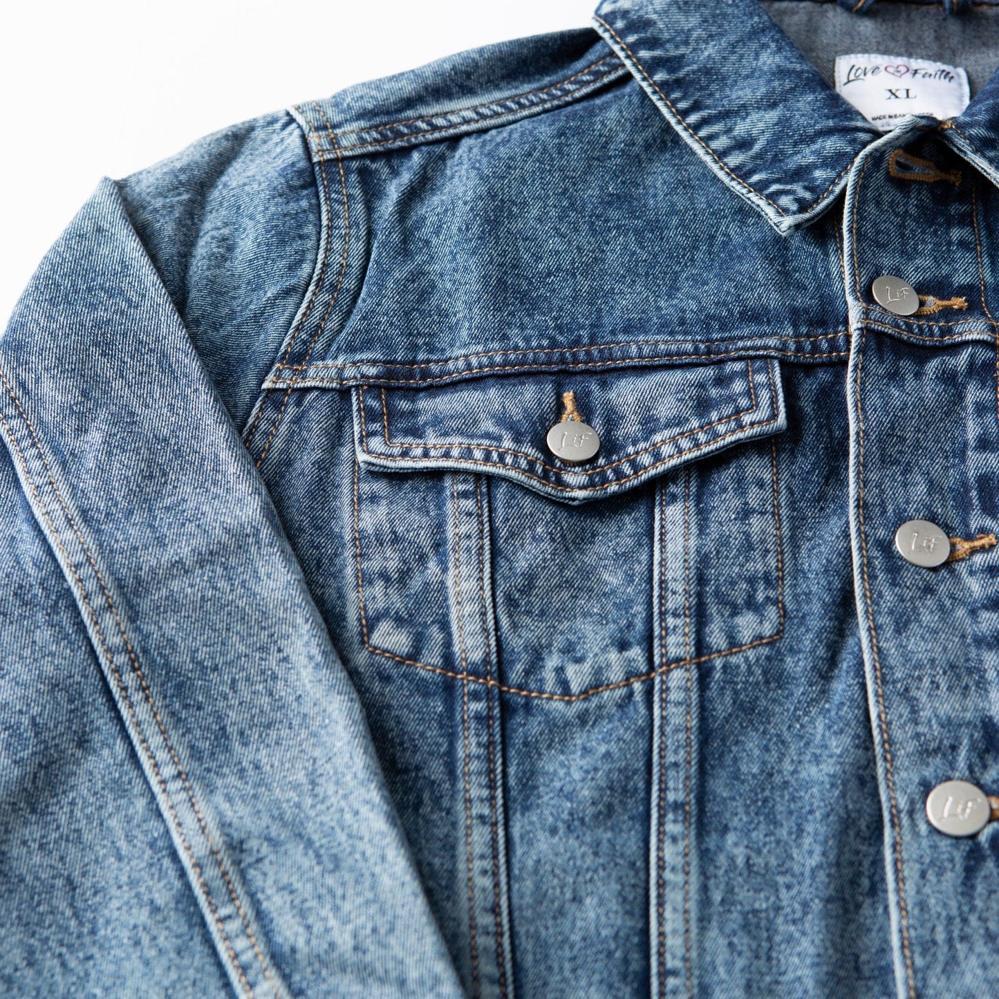 Vintage Washed Faith Over Fear Denim Jacket