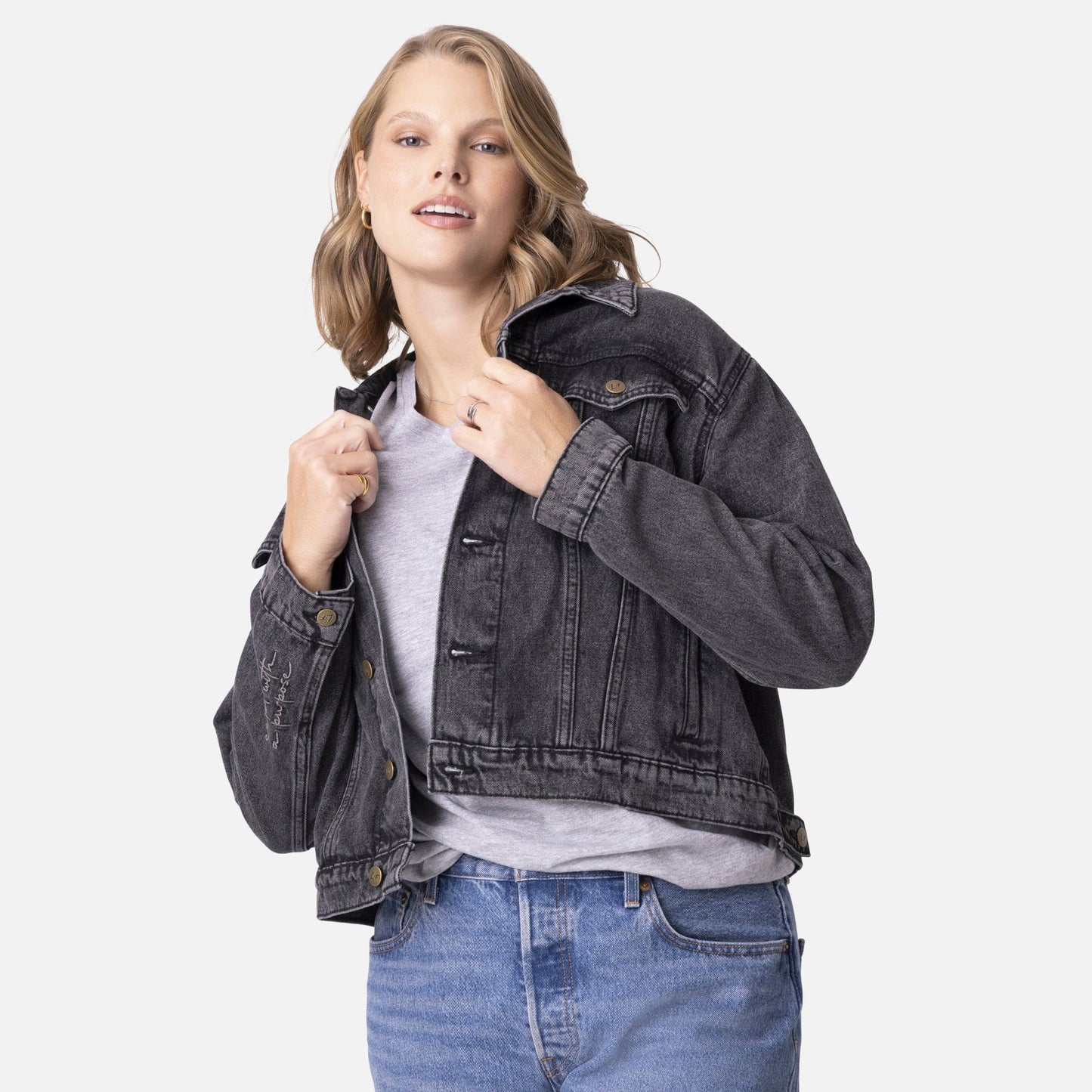 Vintage Washed Created With A Purpose Denim Jacket