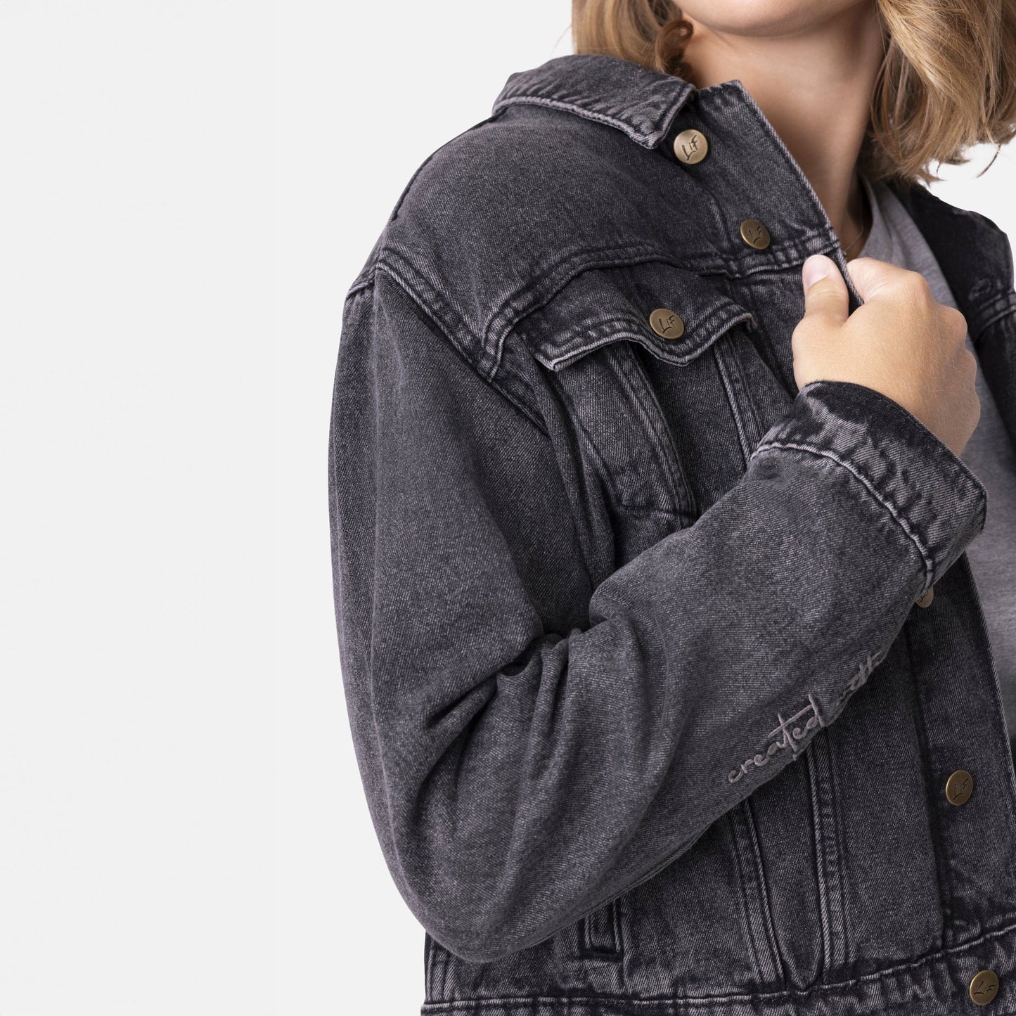 Vintage Washed Created With A Purpose Denim Jacket