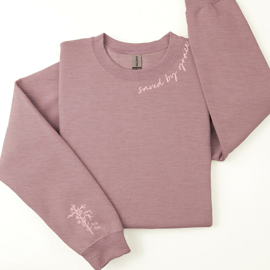 Embroidered Saved by Grace Sweatshirt