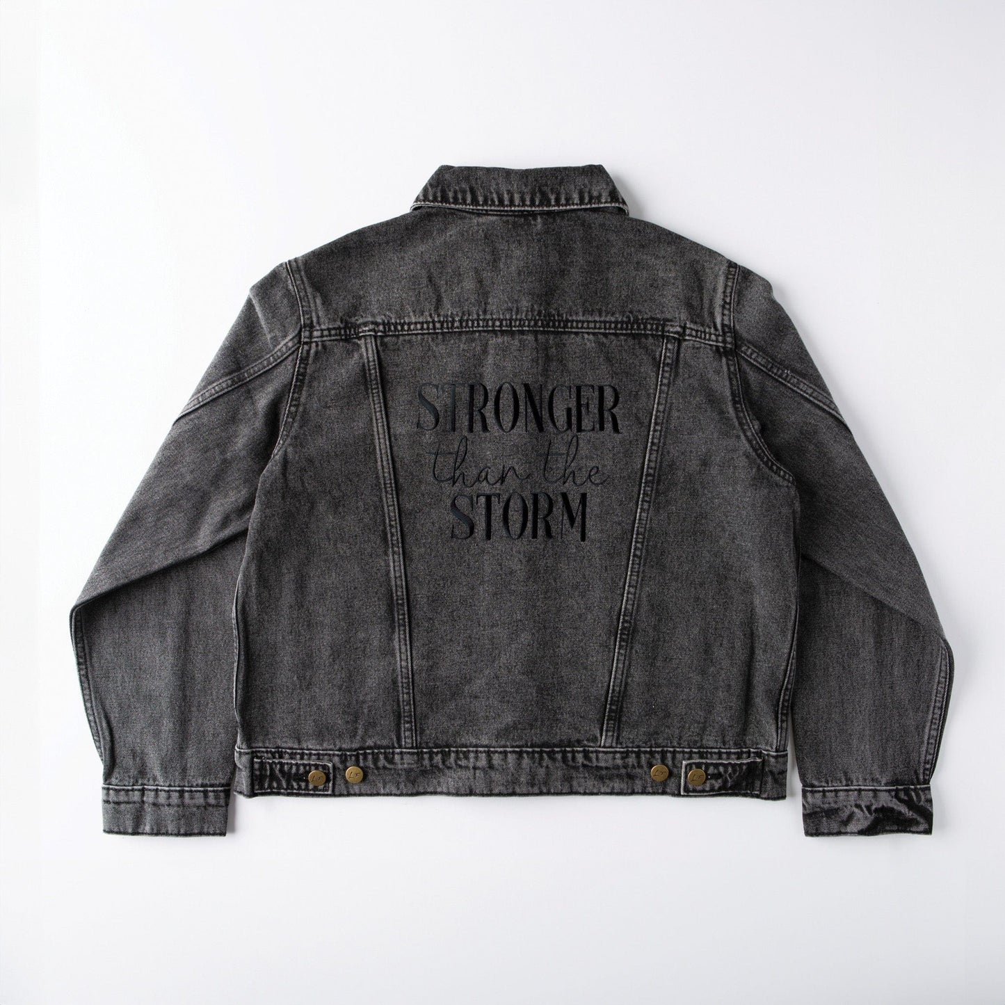 Vintage Washed Stronger Than The Storm Denim Jacket