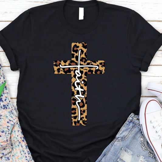 Leopard Faith Cross Tee